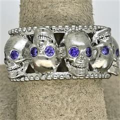 Amethyst Unisex Silver & Stone Ring 925 Silver 6.7g Size:6